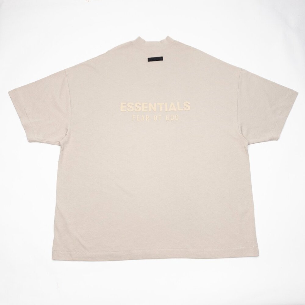 Fear Of God Essentials T-Shirt Men's Medium Short Sleeve V-Neck Oversized Beige